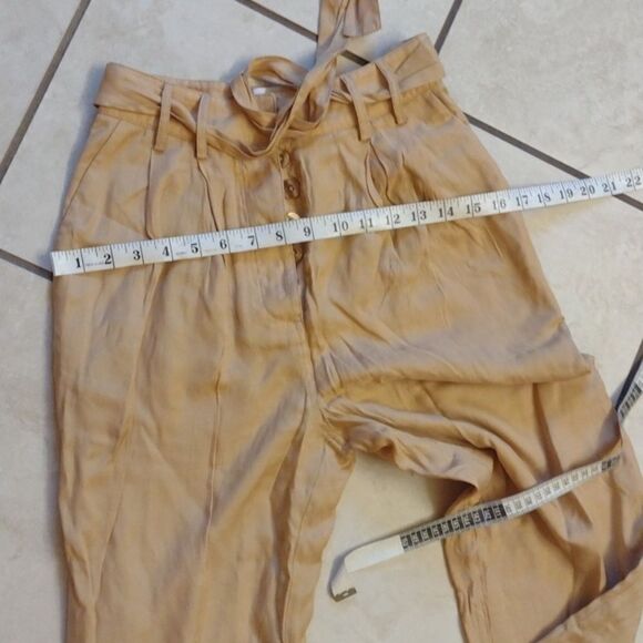 Revolve pants L'Academie Los Angeles The Danette Bronze Button Fly tie waist XS - Picture 10 of 12